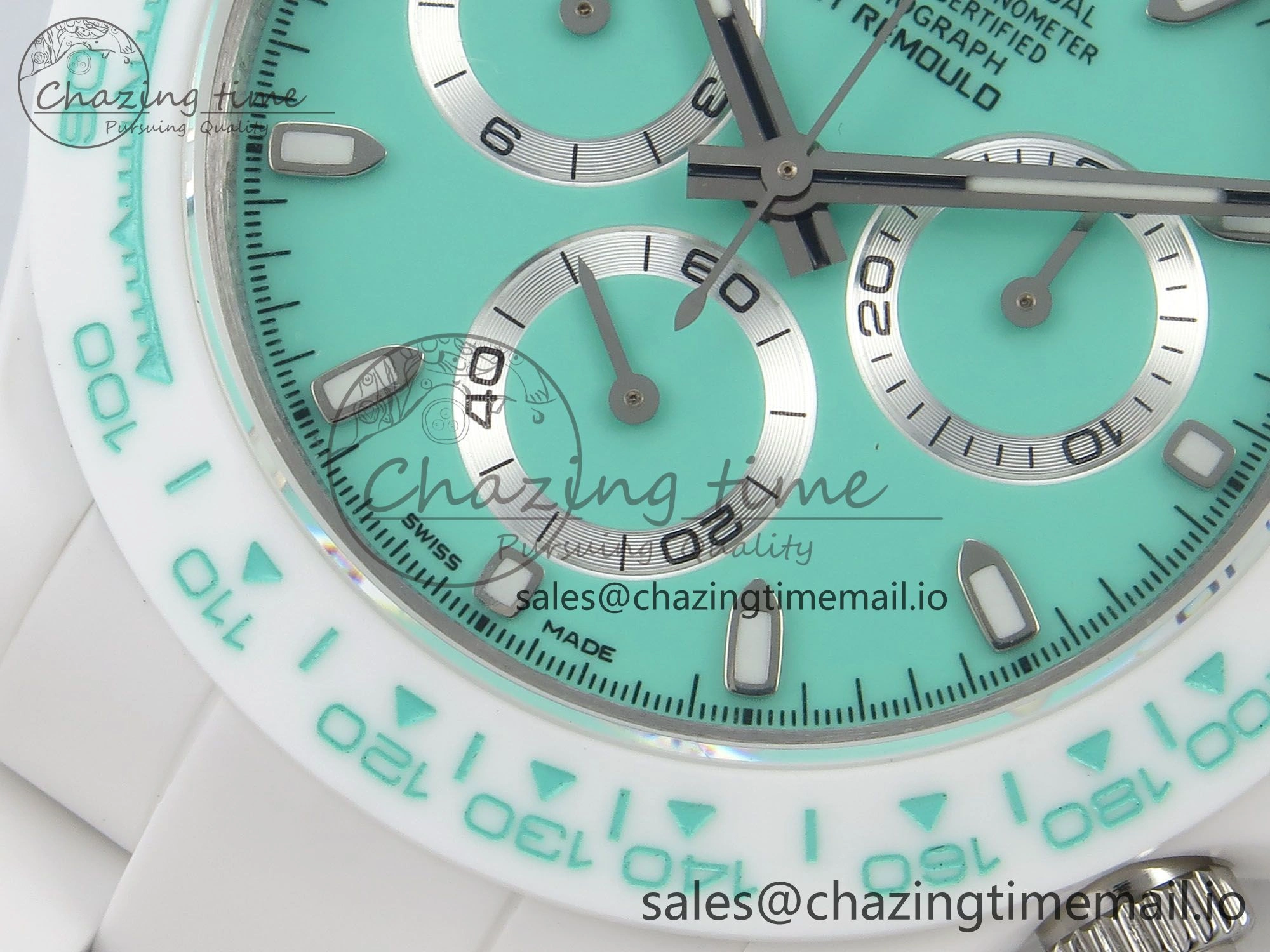 Daytona AET White Solid Ceramic Case and Bracelet Avocado Green Dial N6F 1:1 Best Edition DD4801