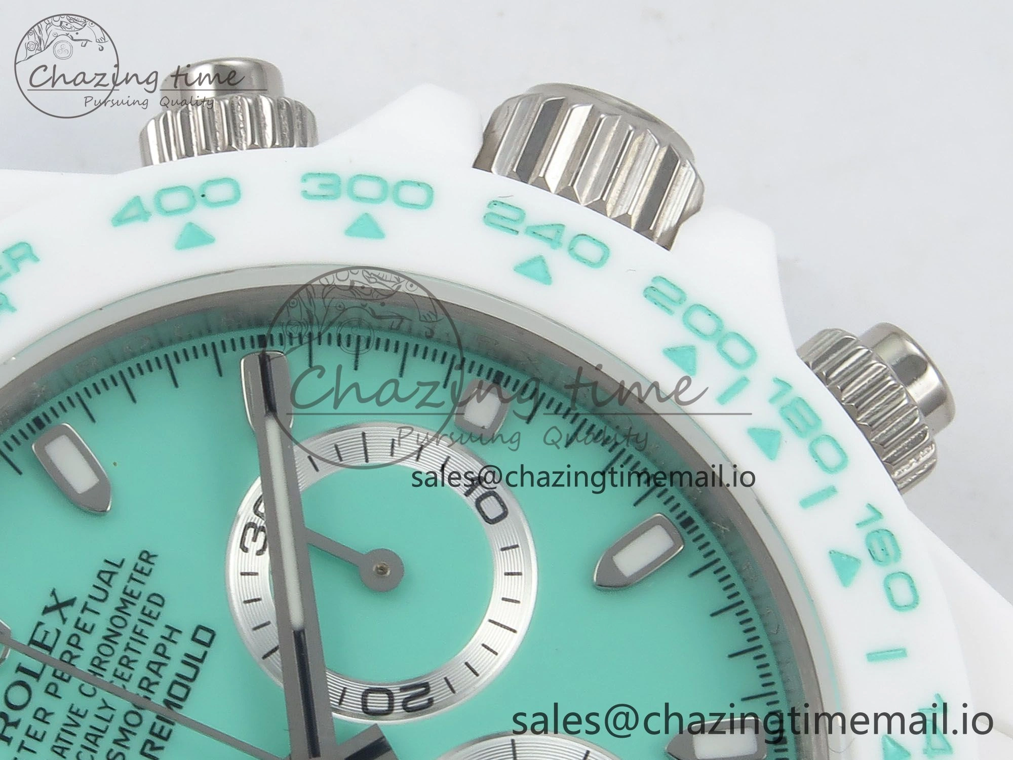 Daytona AET White Solid Ceramic Case and Bracelet Avocado Green Dial N6F 1:1 Best Edition DD4801