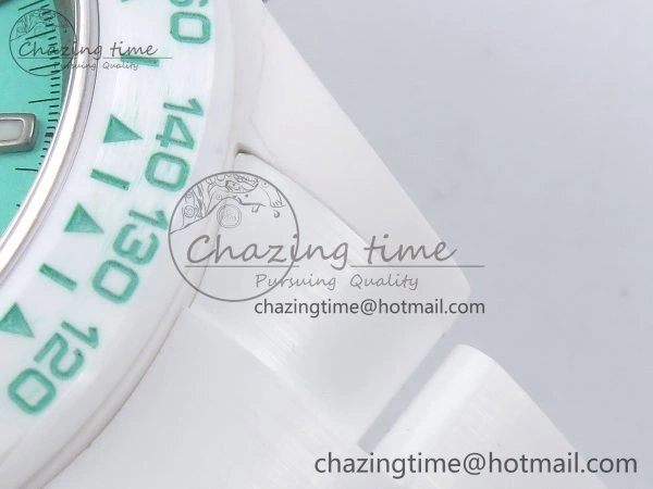 Daytona AET White Solid Ceramic Case and Bracelet Avocado Green Dial ZF 1:1 Best Edition SH4130