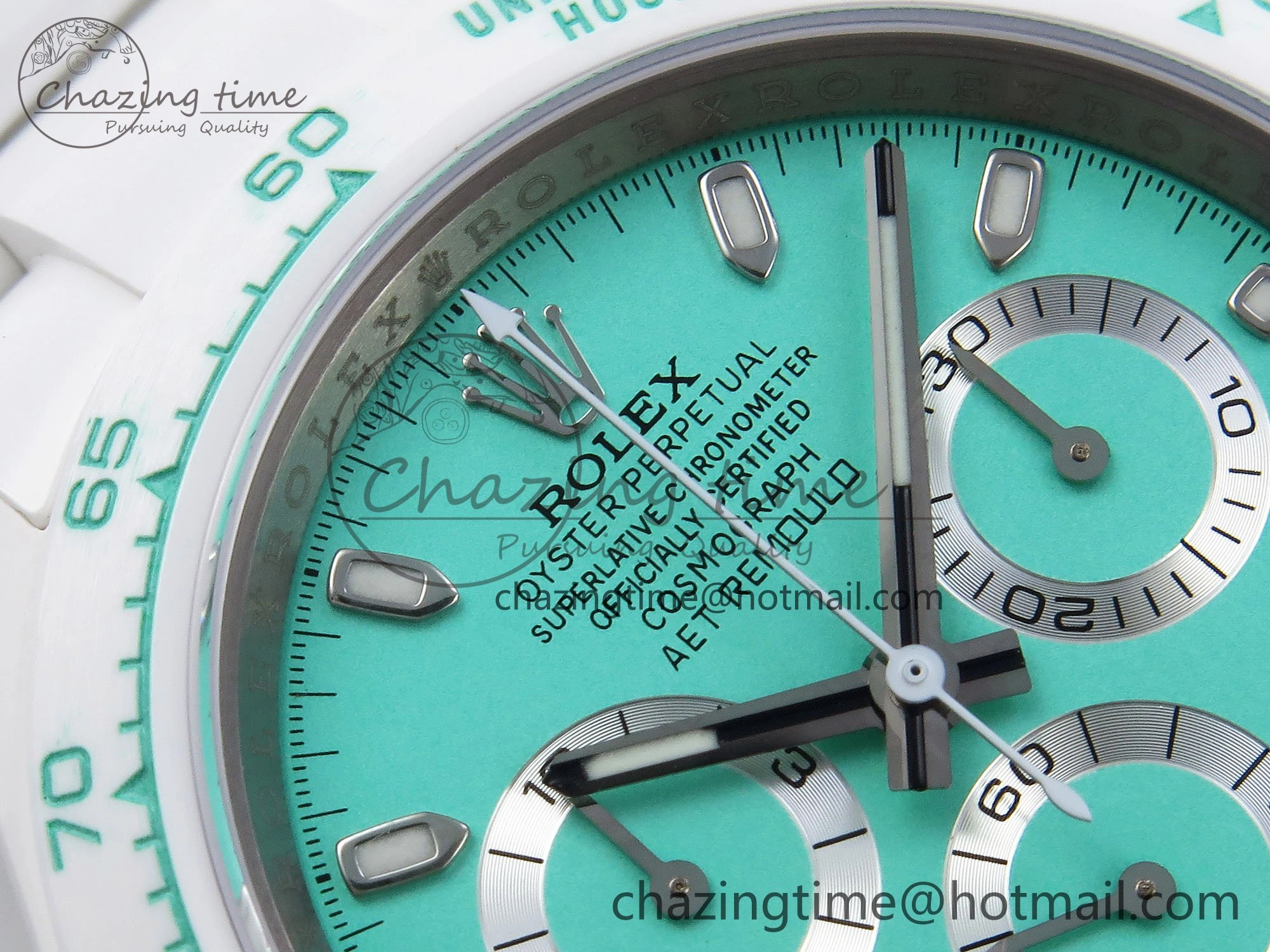 Daytona AET White Solid Ceramic Case and Bracelet Avocado Green Dial ZF 1:1 Best Edition SH4130