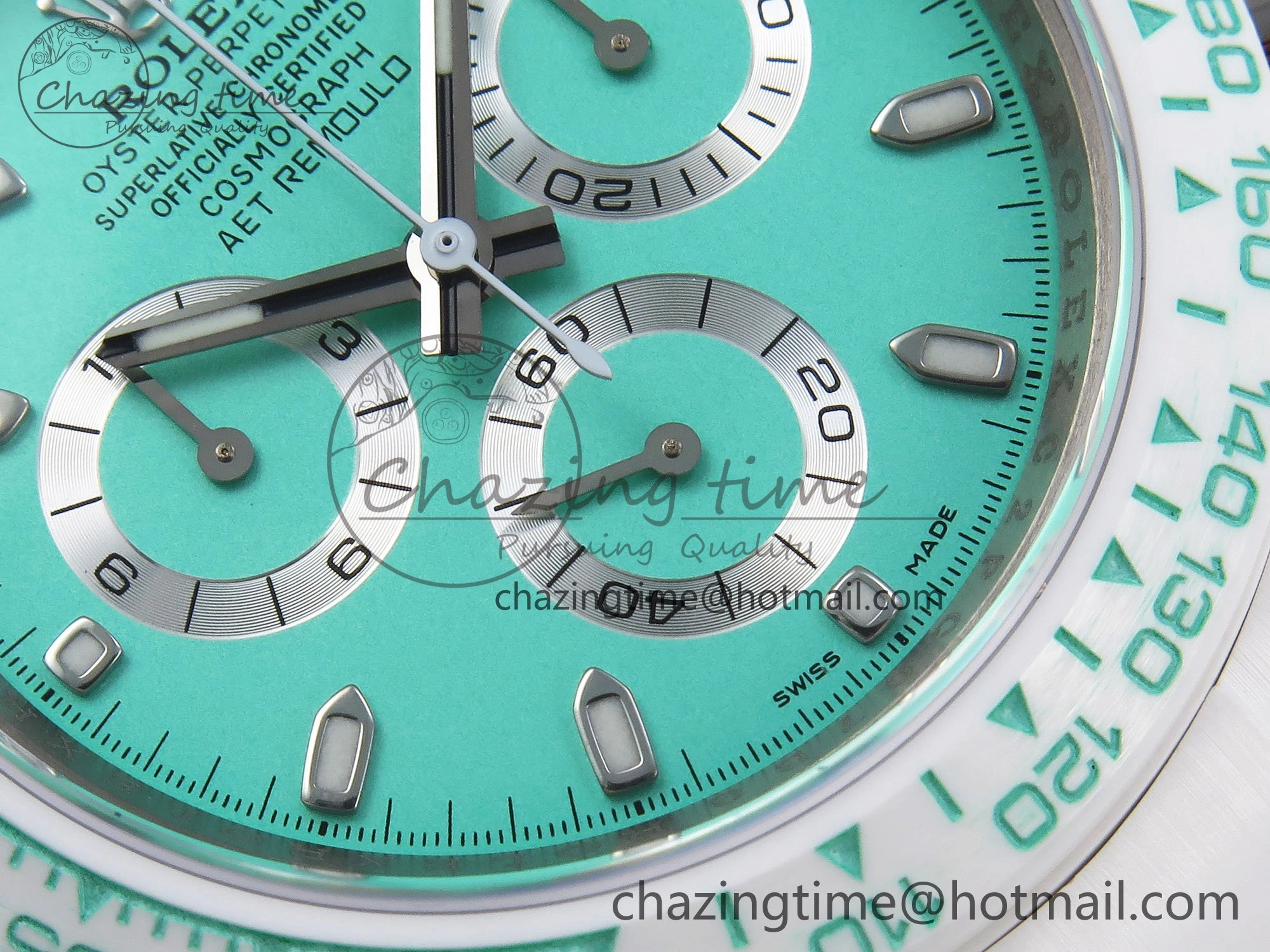Daytona AET White Solid Ceramic Case and Bracelet Avocado Green Dial ZF 1:1 Best Edition SH4130
