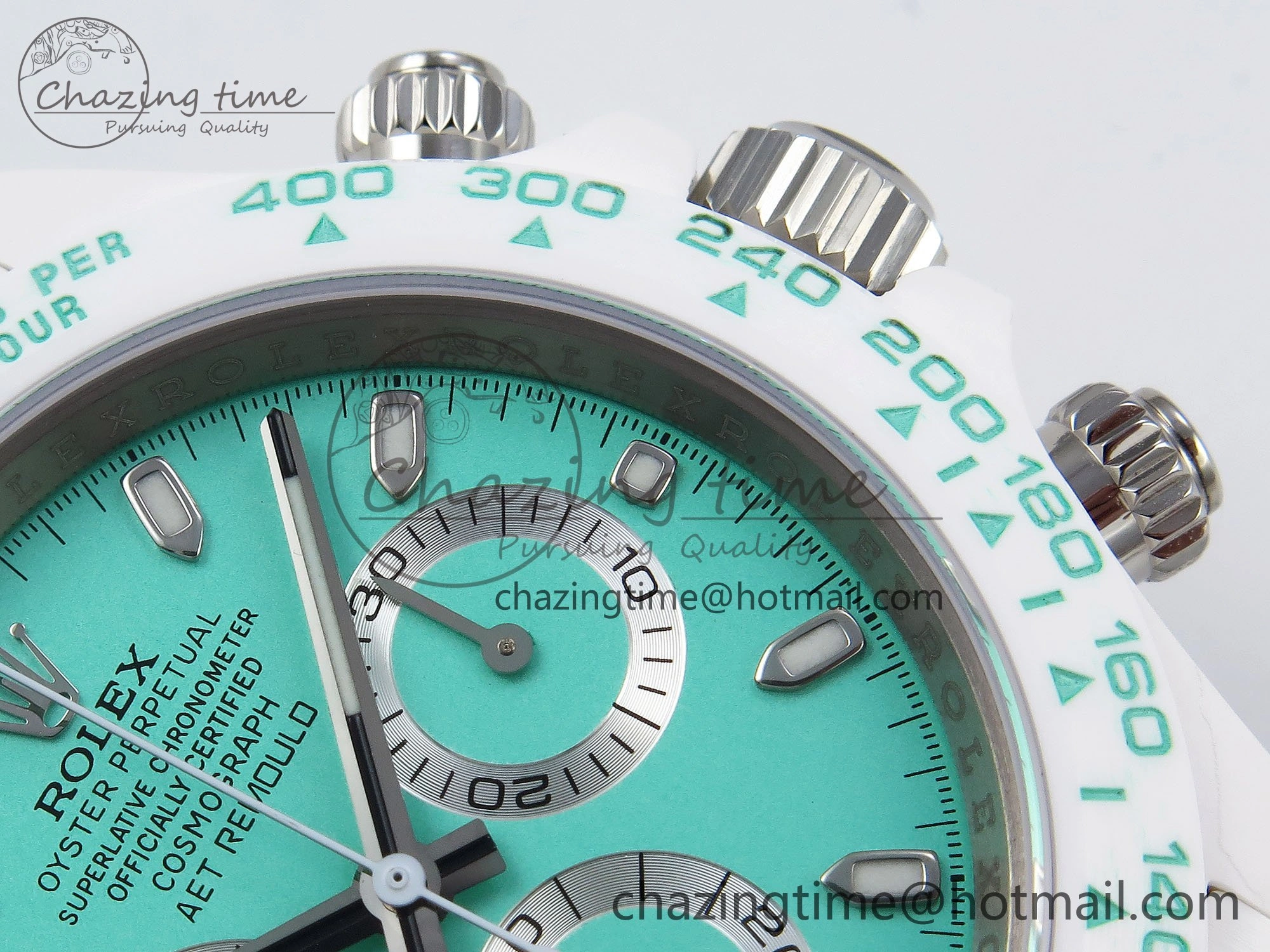 Daytona AET White Solid Ceramic Case and Bracelet Avocado Green Dial ZF 1:1 Best Edition SH4130