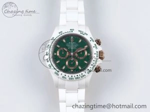 Daytona AET White Solid Ceramic Case and Bracelet Green Dial ZF 1:1 Best Edition SH4130