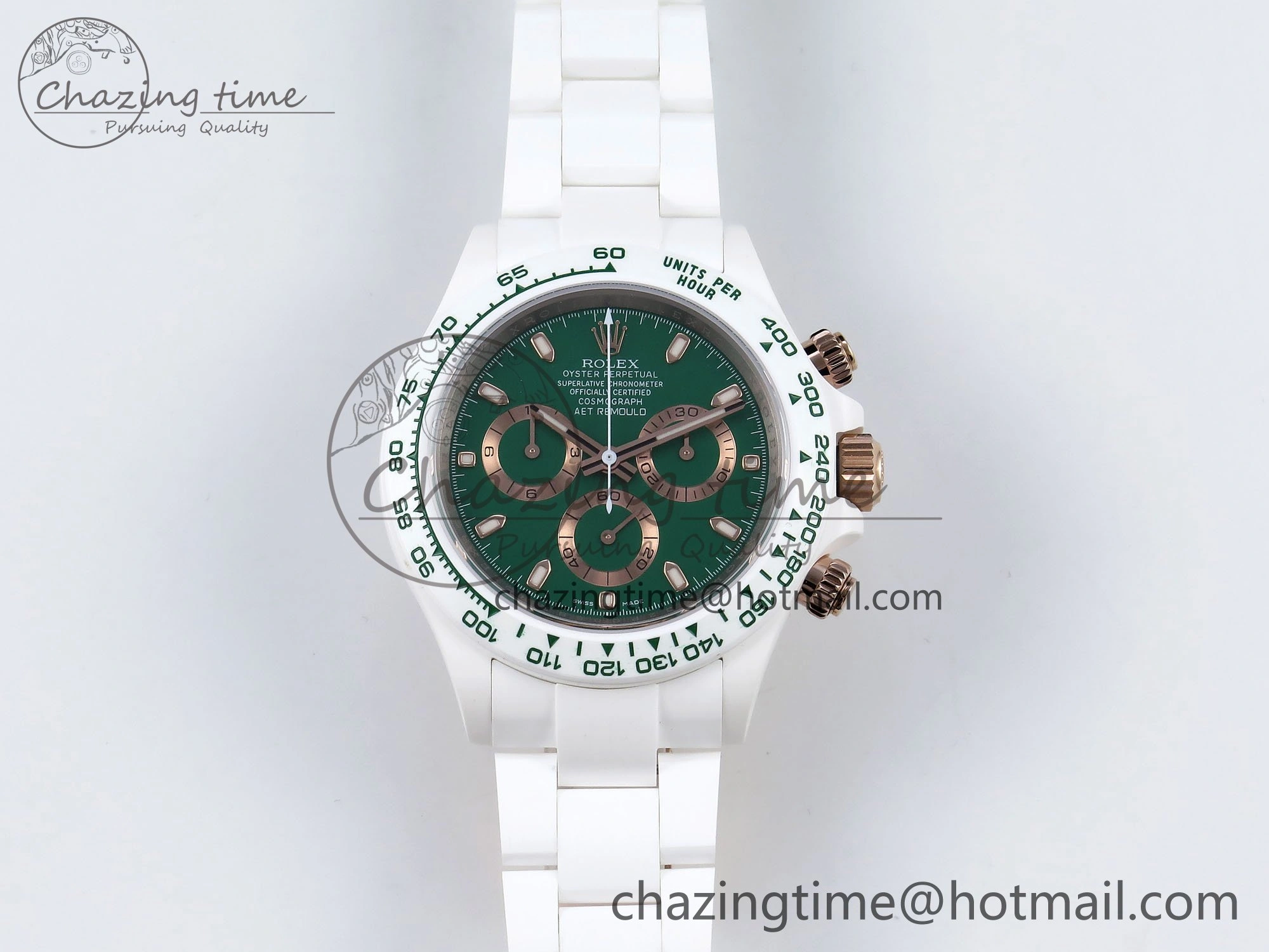 Daytona AET White Solid Ceramic Case and Bracelet Green Dial ZF 1:1 Best Edition SH4130