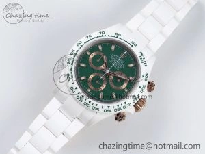 Daytona AET White Solid Ceramic Case and Bracelet Green Dial ZF 1:1 Best Edition SH4130