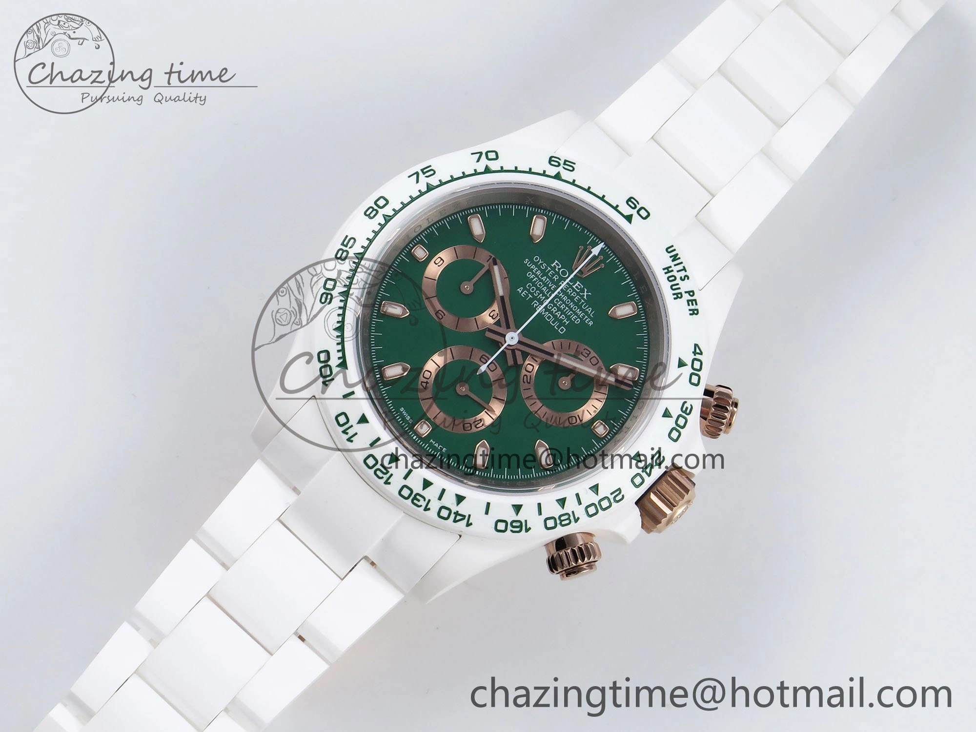 Daytona AET White Solid Ceramic Case and Bracelet Green Dial ZF 1:1 Best Edition SH4130