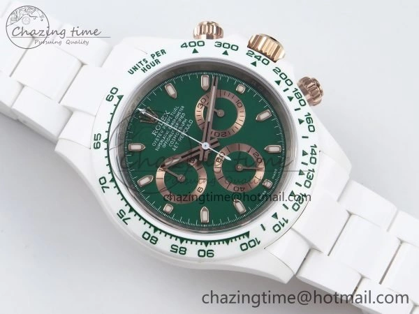 Daytona AET White Solid Ceramic Case and Bracelet Green Dial ZF 1:1 Best Edition SH4130