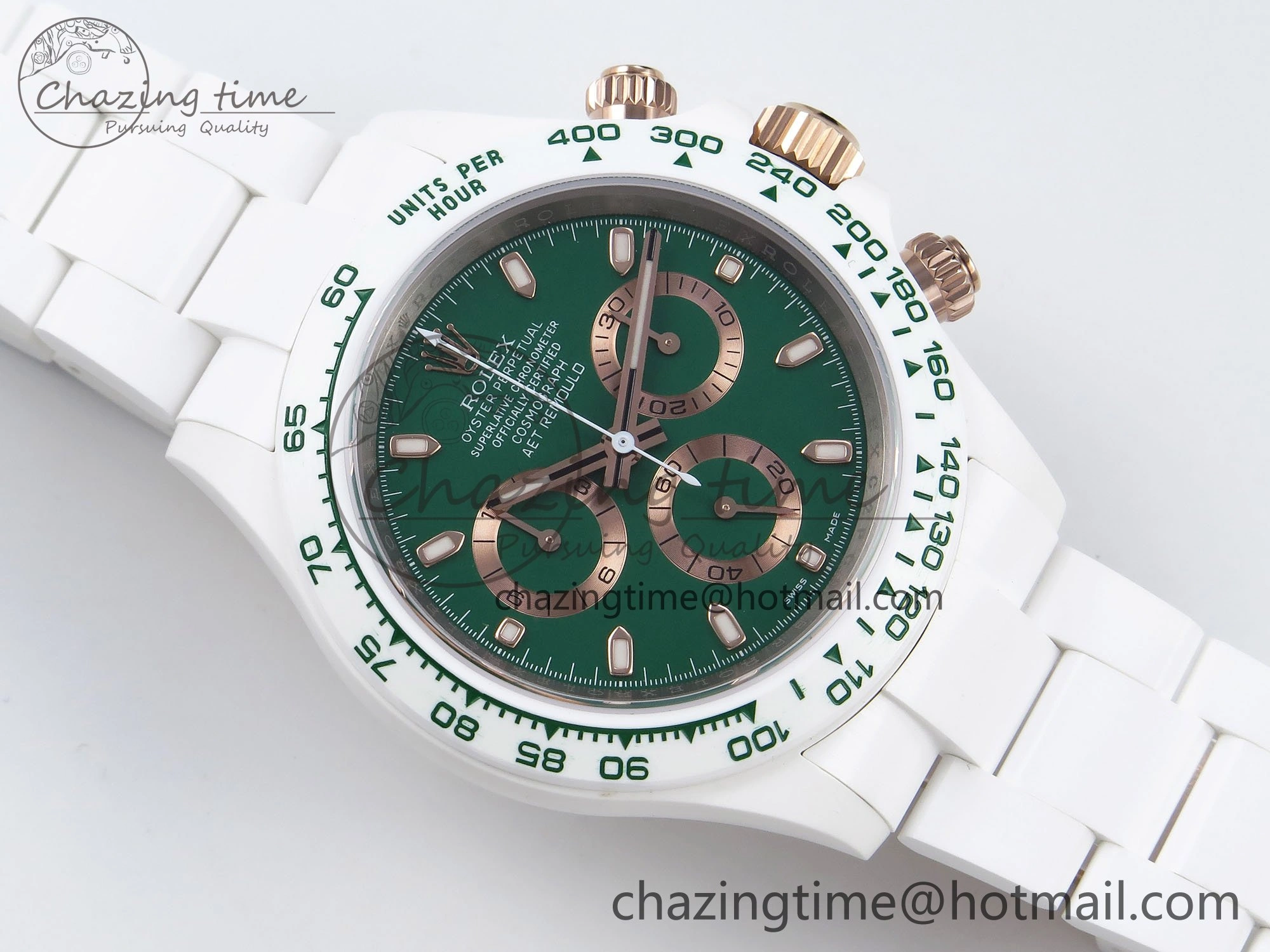 Daytona AET White Solid Ceramic Case and Bracelet Green Dial ZF 1:1 Best Edition SH4130