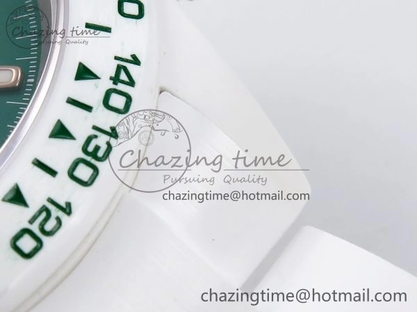 Daytona AET White Solid Ceramic Case and Bracelet Green Dial ZF 1:1 Best Edition SH4130