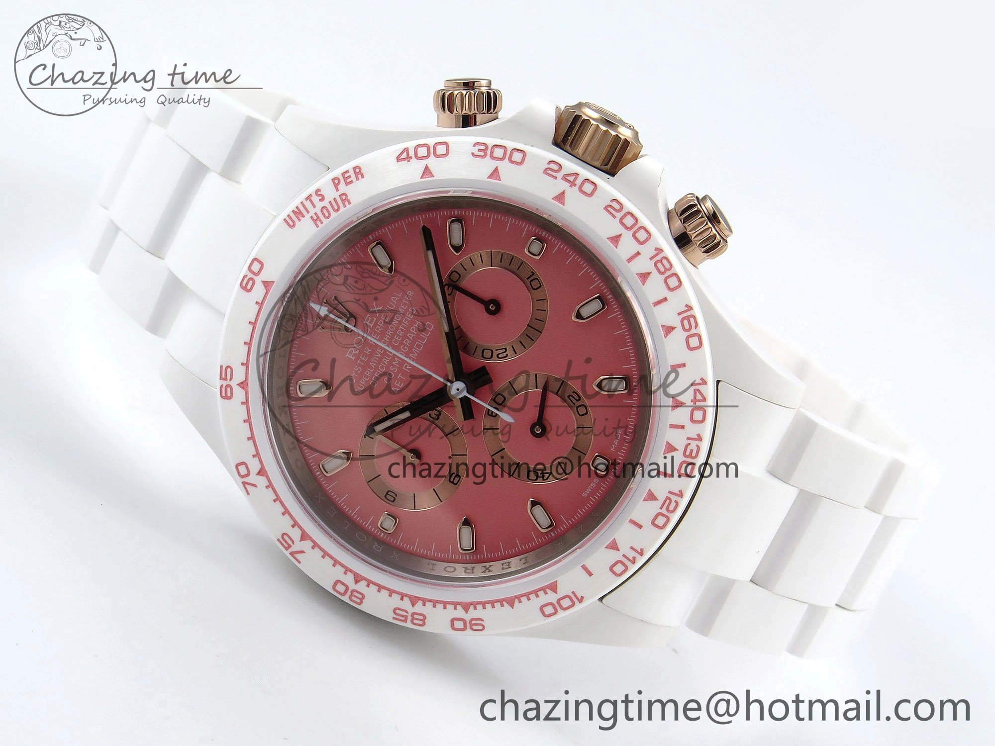 Daytona AET White Solid Ceramic Case and Bracelet Pink Dial ZF 1:1 Best Edition SH4130