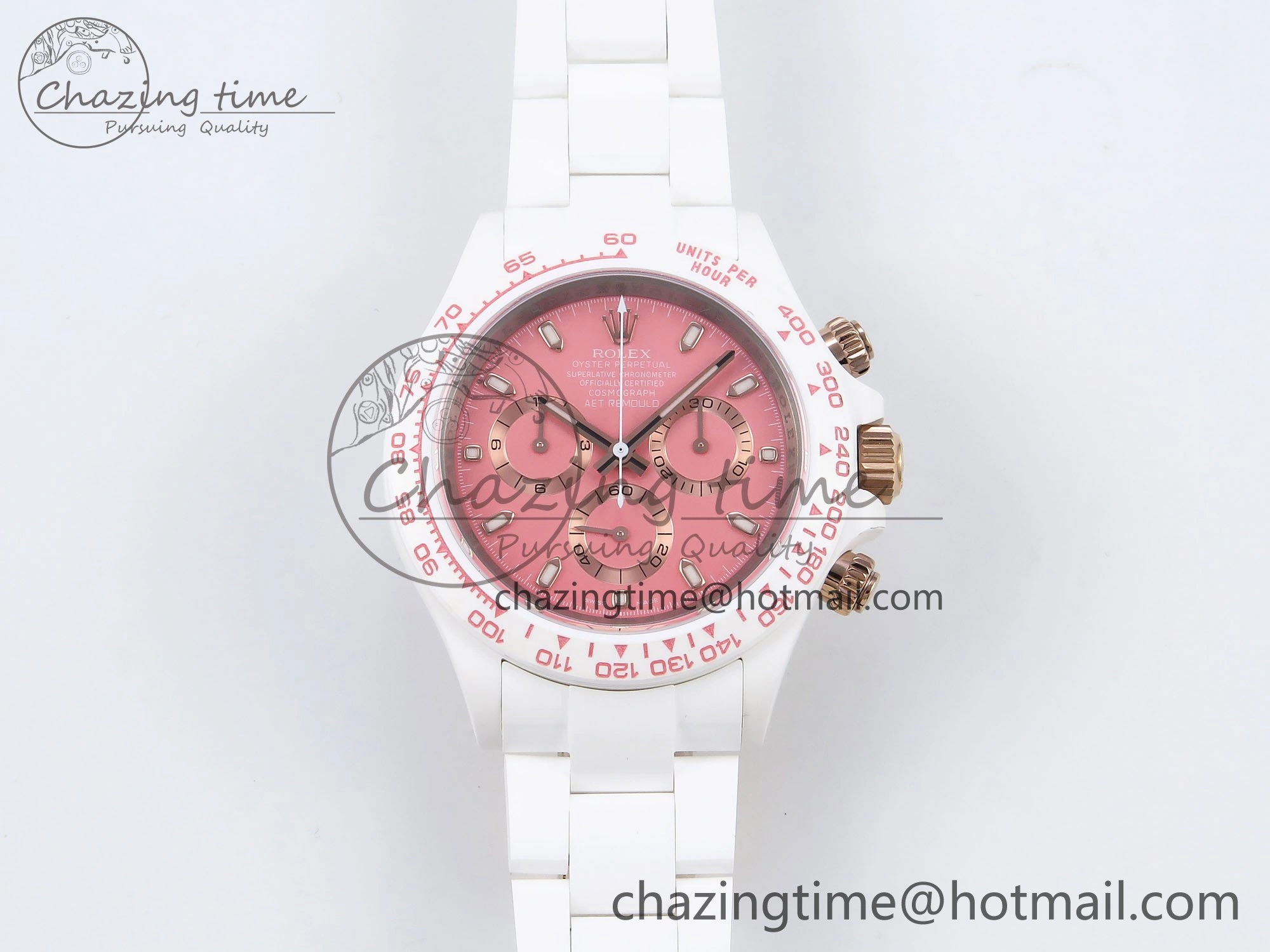 Daytona AET White Solid Ceramic Case and Bracelet Pink Dial ZF 1:1 Best Edition SH4130