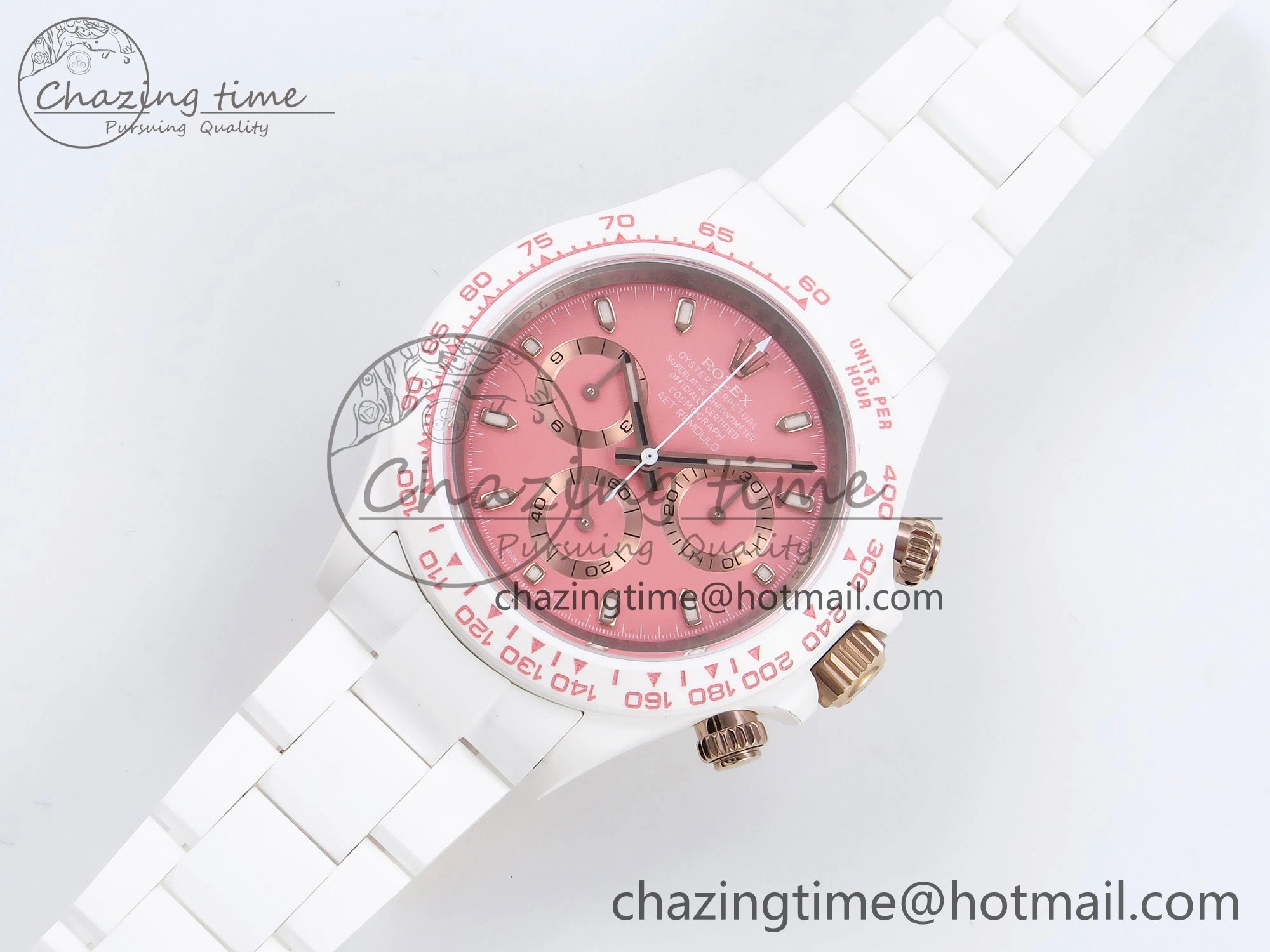 Daytona AET White Solid Ceramic Case and Bracelet Pink Dial ZF 1:1 Best Edition SH4130