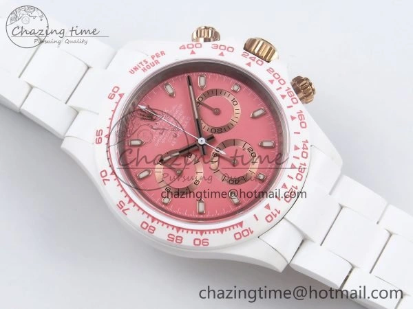 Daytona AET White Solid Ceramic Case and Bracelet Pink Dial ZF 1:1 Best Edition SH4130