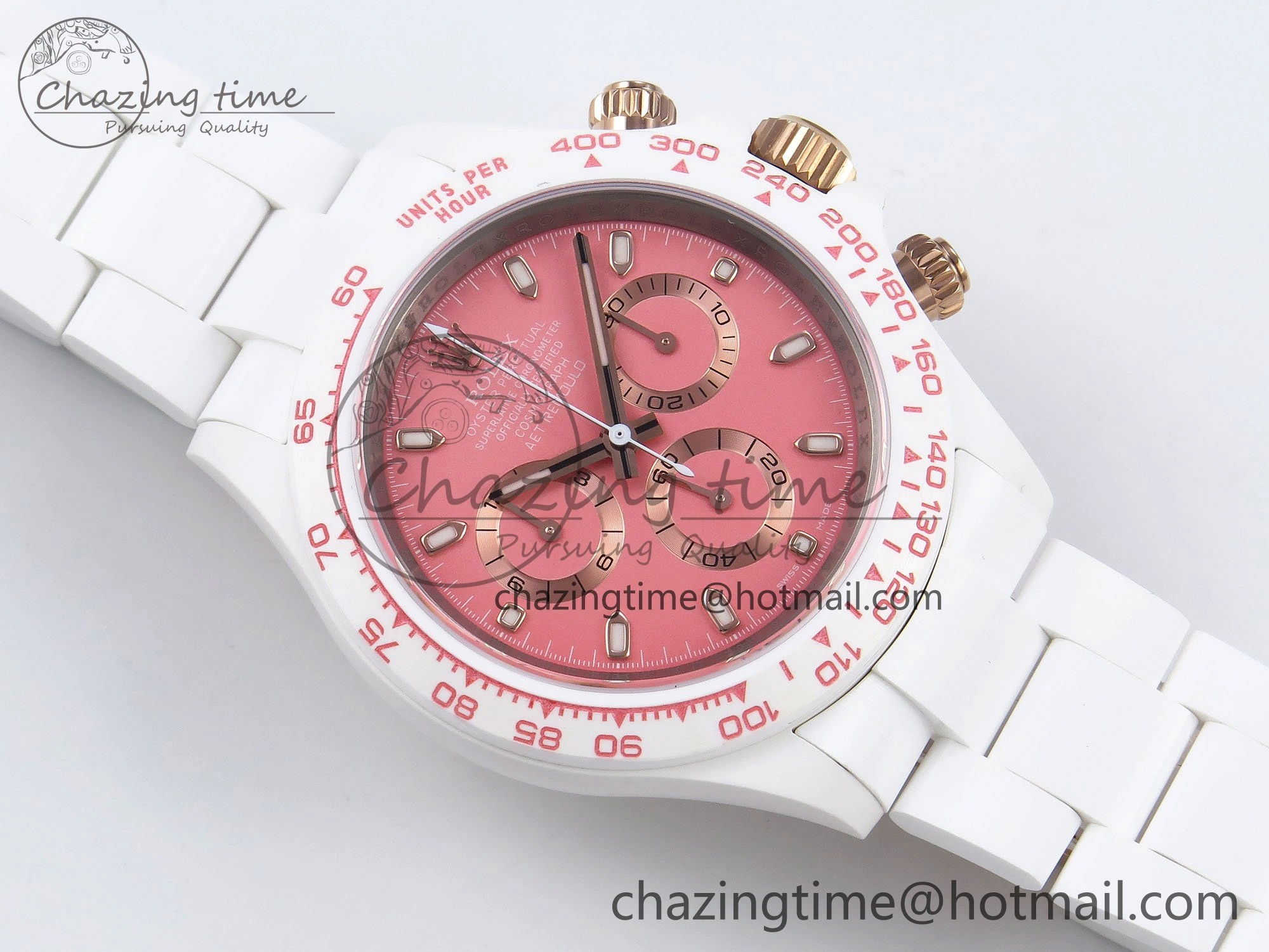Daytona AET White Solid Ceramic Case and Bracelet Pink Dial ZF 1:1 Best Edition SH4130