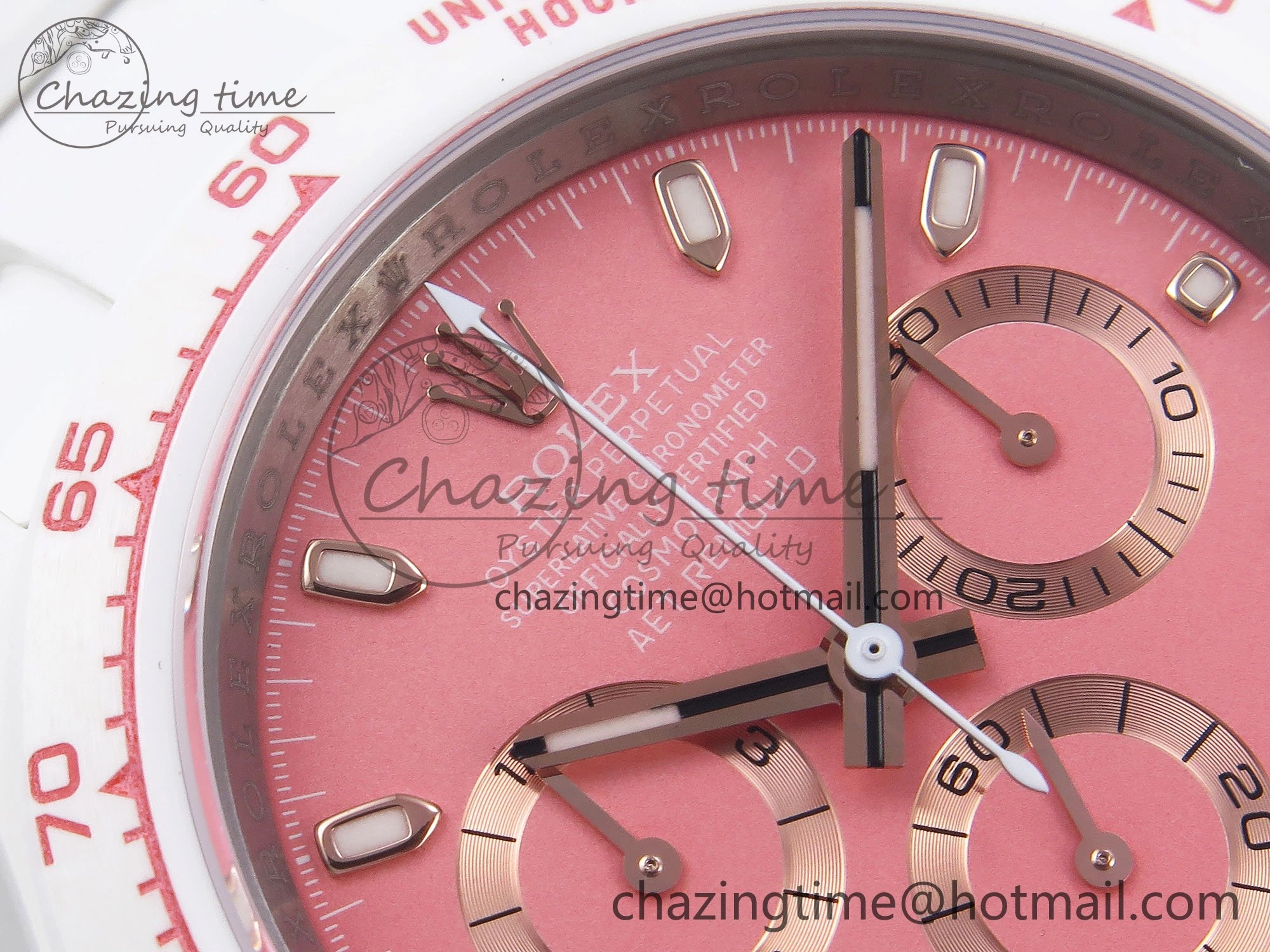 Daytona AET White Solid Ceramic Case and Bracelet Pink Dial ZF 1:1 Best Edition SH4130