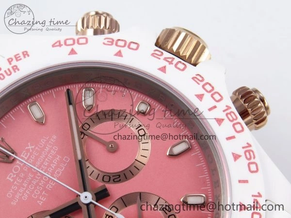 Daytona AET White Solid Ceramic Case and Bracelet Pink Dial ZF 1:1 Best Edition SH4130