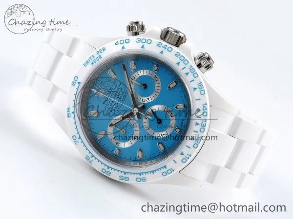 Daytona AET White Solid Ceramic Case and Bracelet Tiffany Blue Dial ZF 1:1 Best Edition SH4130