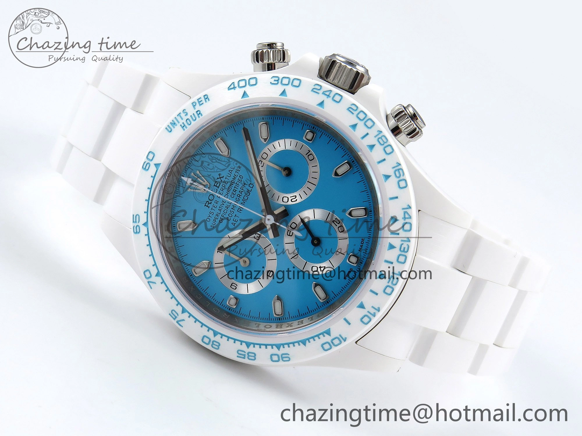 Daytona AET White Solid Ceramic Case and Bracelet Tiffany Blue Dial ZF 1:1 Best Edition SH4130