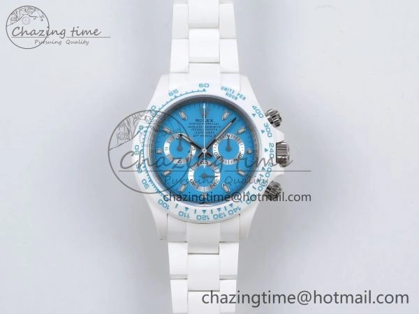 Daytona AET White Solid Ceramic Case and Bracelet Tiffany Blue Dial ZF 1:1 Best Edition SH4130