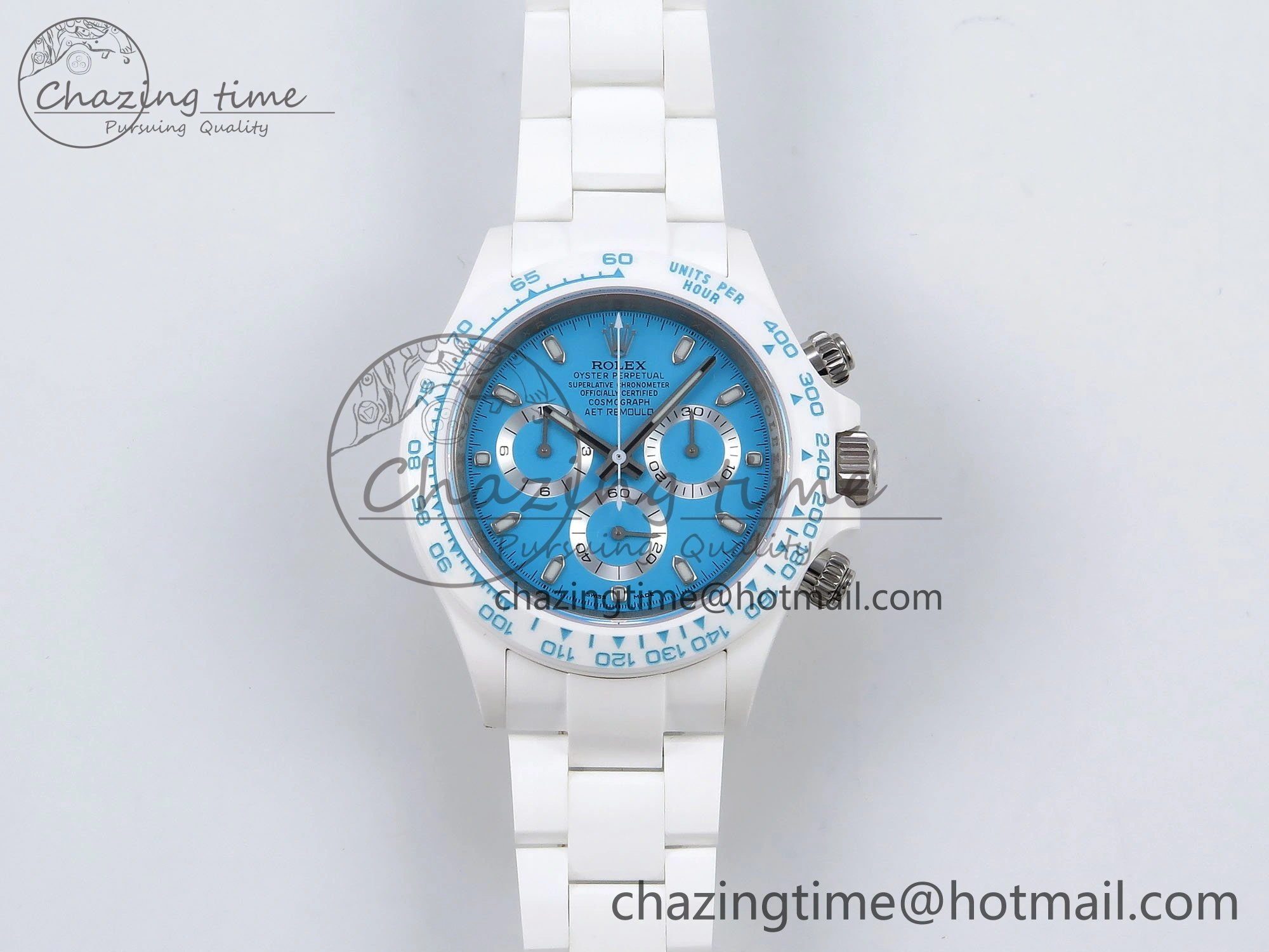Daytona AET White Solid Ceramic Case and Bracelet Tiffany Blue Dial ZF 1:1 Best Edition SH4130