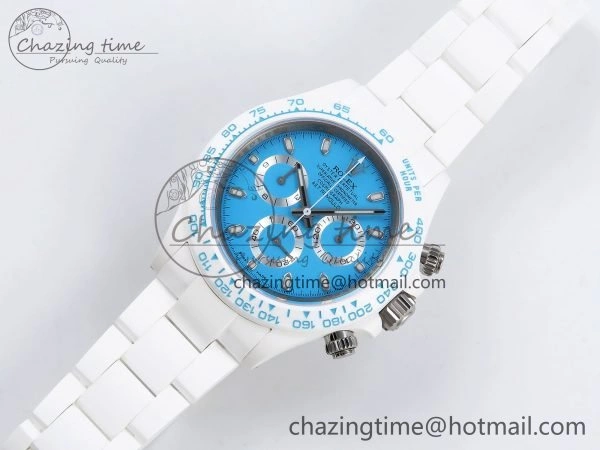 Daytona AET White Solid Ceramic Case and Bracelet Tiffany Blue Dial ZF 1:1 Best Edition SH4130