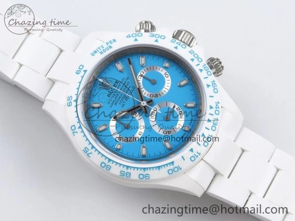 Daytona AET White Solid Ceramic Case and Bracelet Tiffany Blue Dial ZF 1:1 Best Edition SH4130