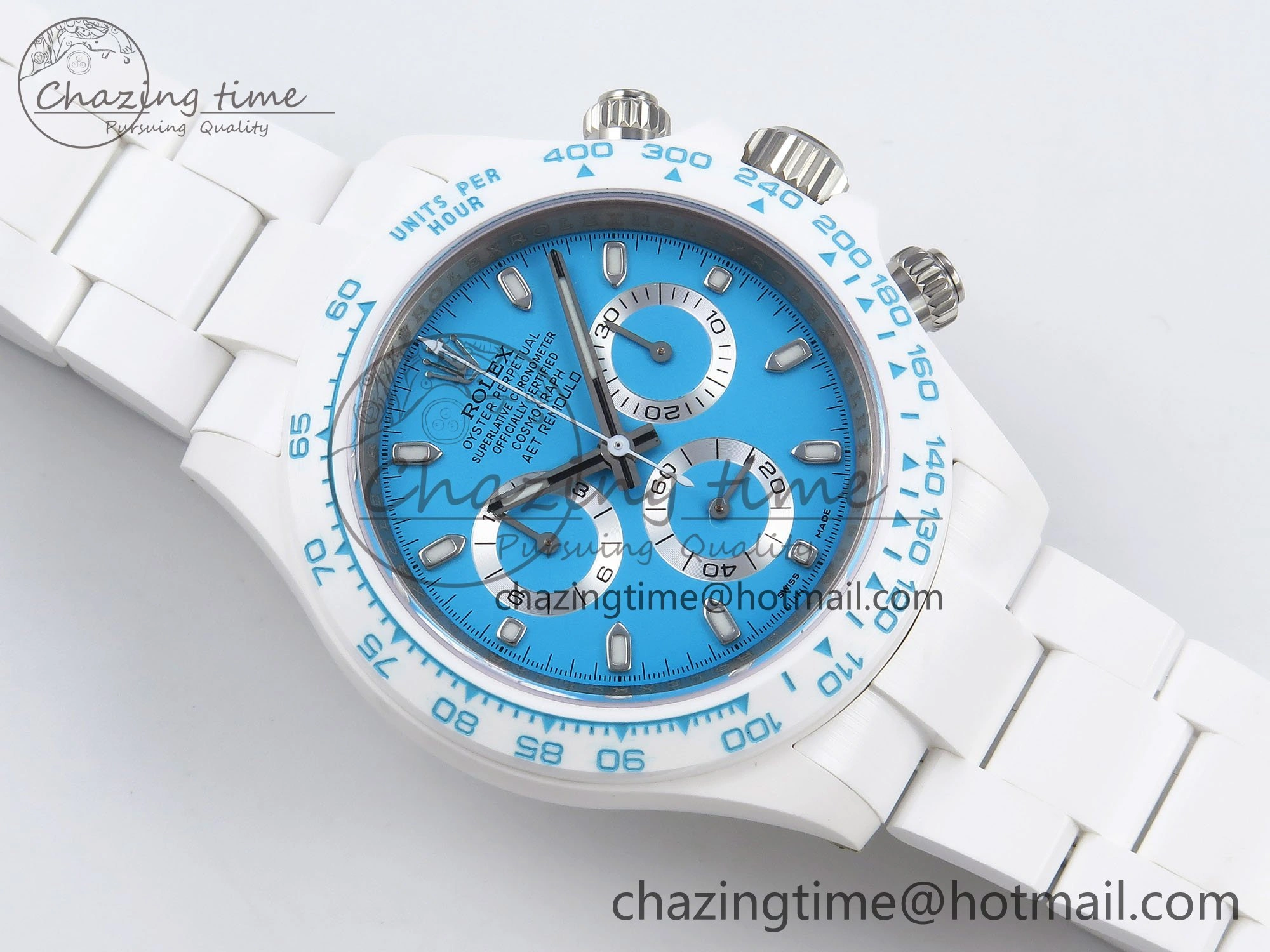 Daytona AET White Solid Ceramic Case and Bracelet Tiffany Blue Dial ZF 1:1 Best Edition SH4130