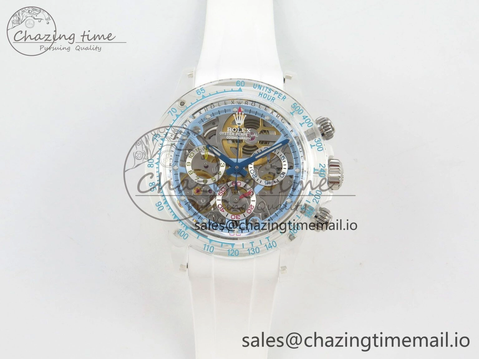 Daytona Aet Remould Transparent SONIC Best Edition Skeleton Dial on White Rubber Strap SA4130