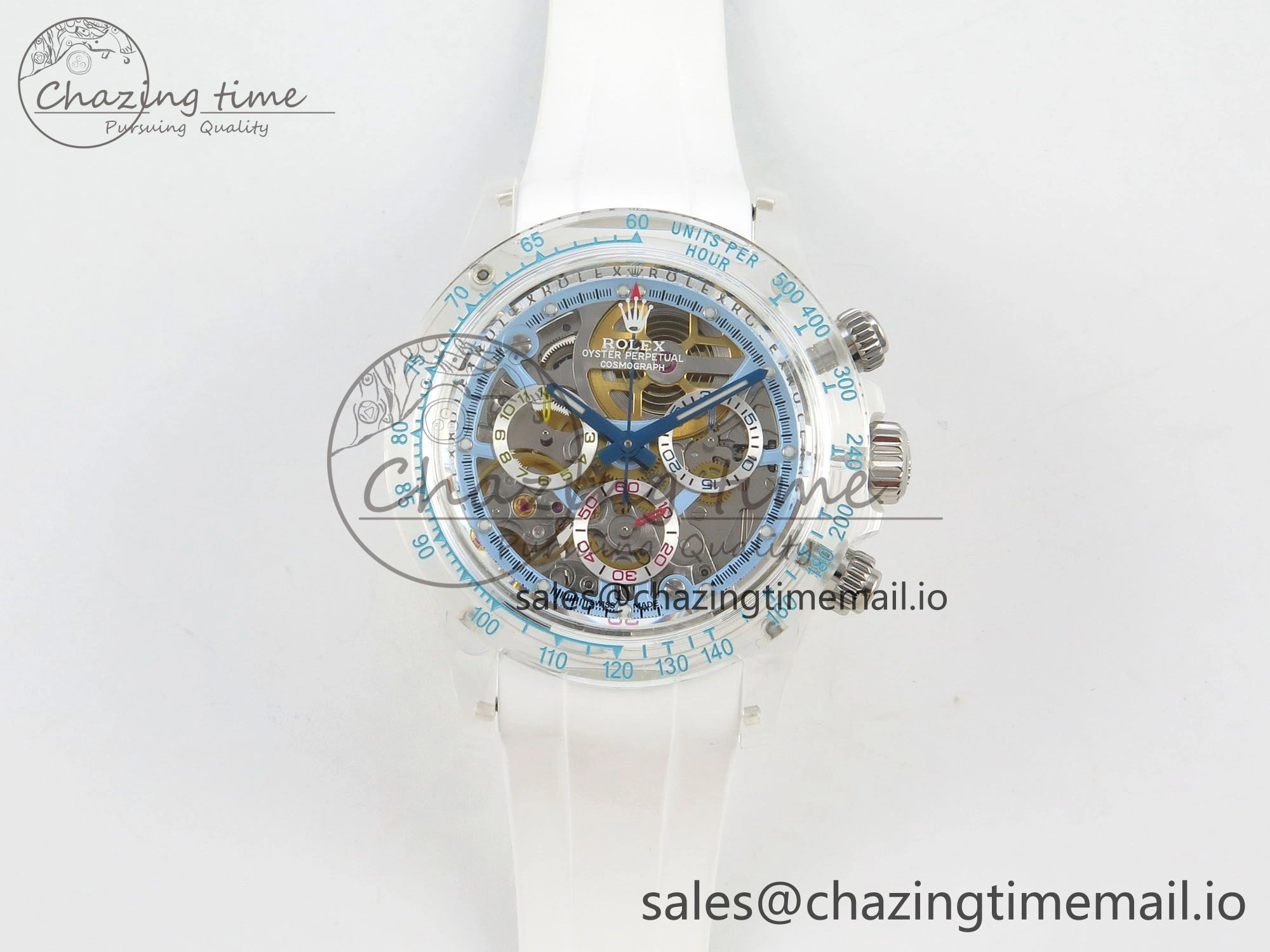 Daytona Aet Remould Transparent SONIC Best Edition Skeleton Dial on White Rubber Strap SA4130
