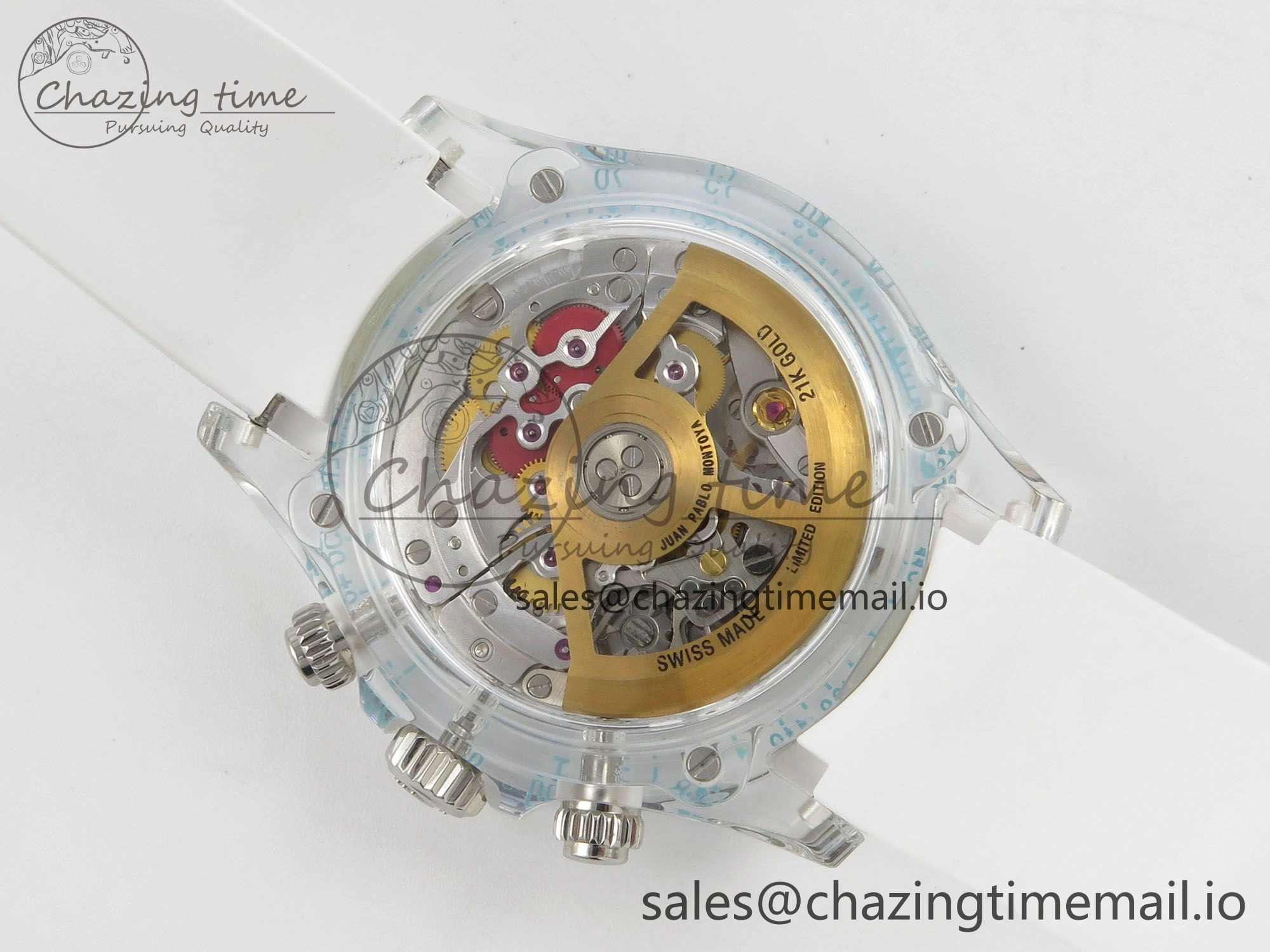 Daytona Aet Remould Transparent SONIC Best Edition Skeleton Dial on White Rubber Strap SA4130