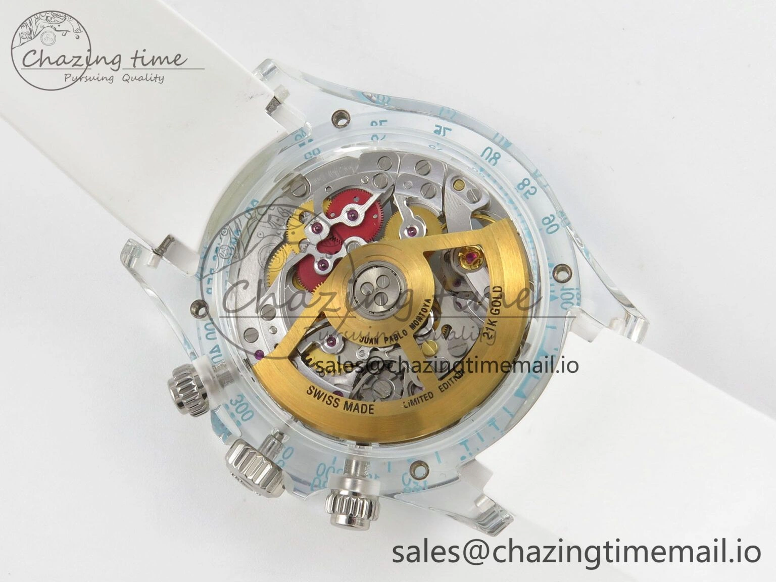 Daytona Aet Remould Transparent SONIC Best Edition Skeleton Dial on White Rubber Strap SA4130