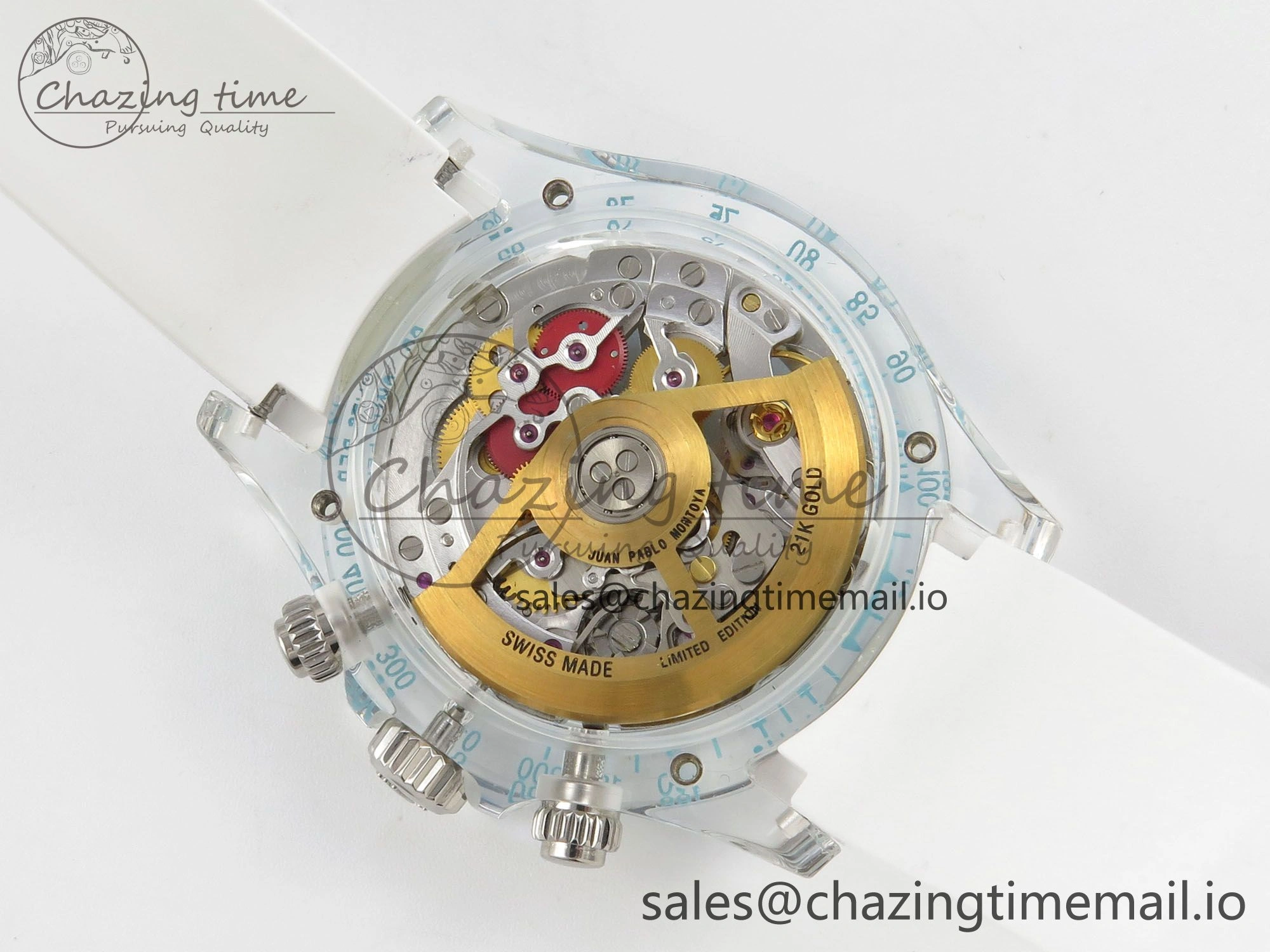 Daytona Aet Remould Transparent SONIC Best Edition Skeleton Dial on White Rubber Strap SA4130