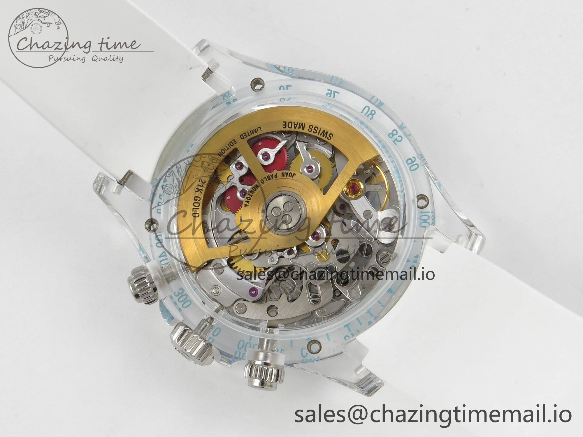 Daytona Aet Remould Transparent SONIC Best Edition Skeleton Dial on White Rubber Strap SA4130