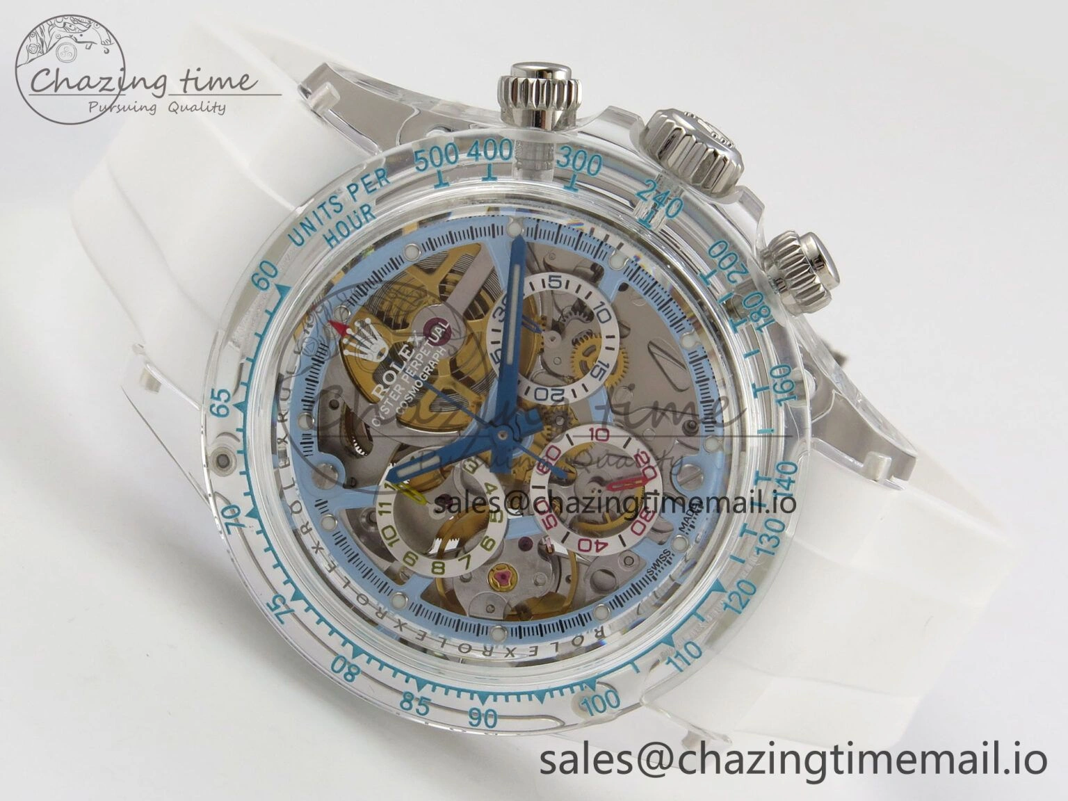 Daytona Aet Remould Transparent SONIC Best Edition Skeleton Dial on White Rubber Strap SA4130