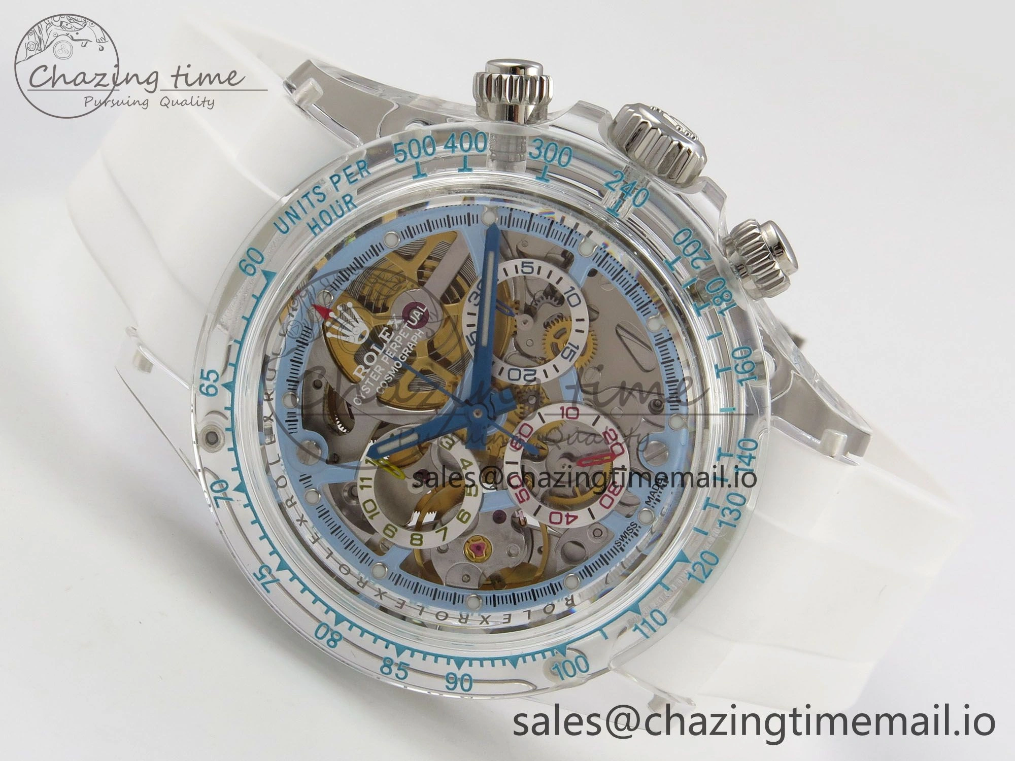 Daytona Aet Remould Transparent SONIC Best Edition Skeleton Dial on White Rubber Strap SA4130