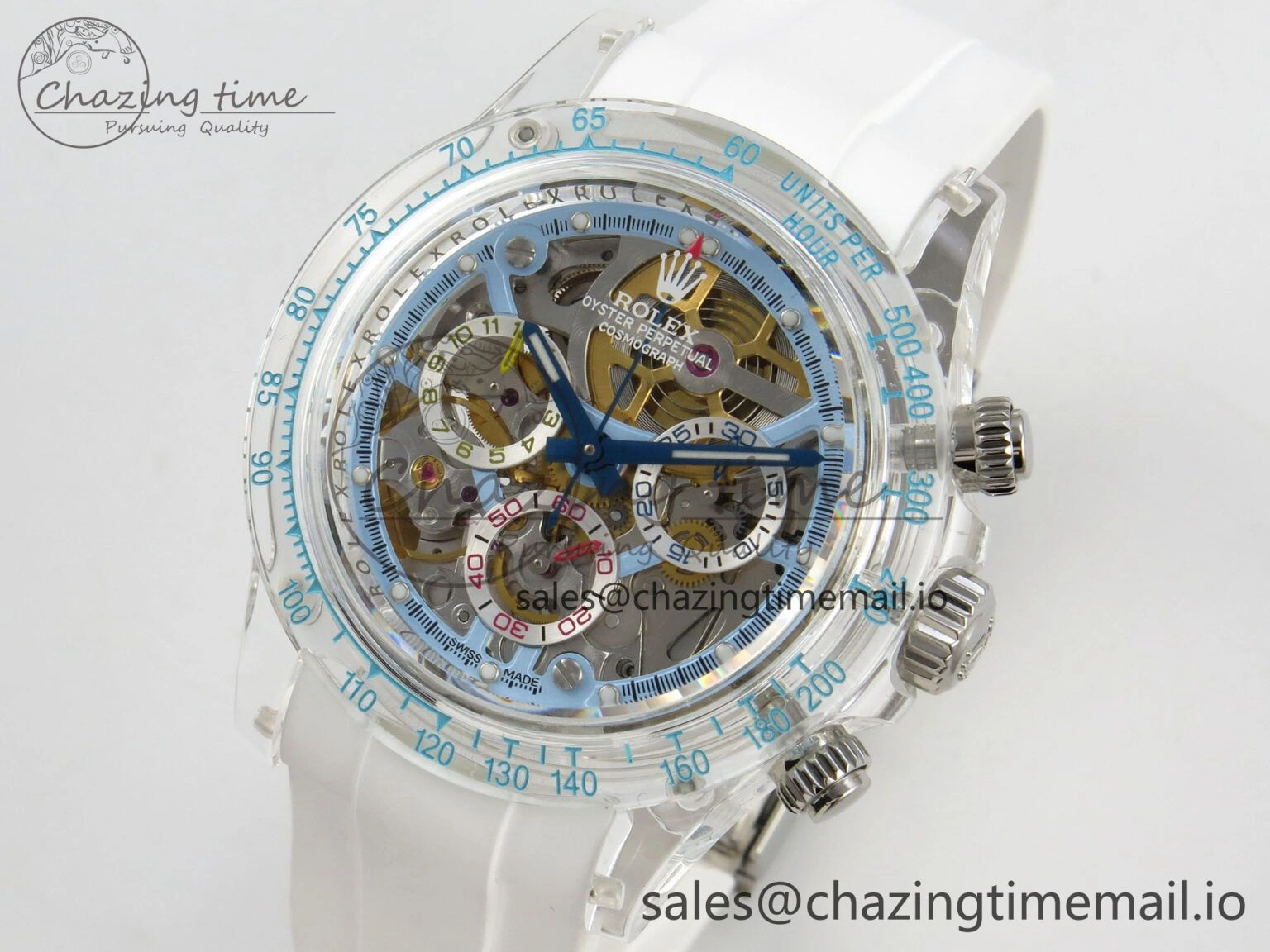 Daytona Aet Remould Transparent SONIC Best Edition Skeleton Dial on White Rubber Strap SA4130
