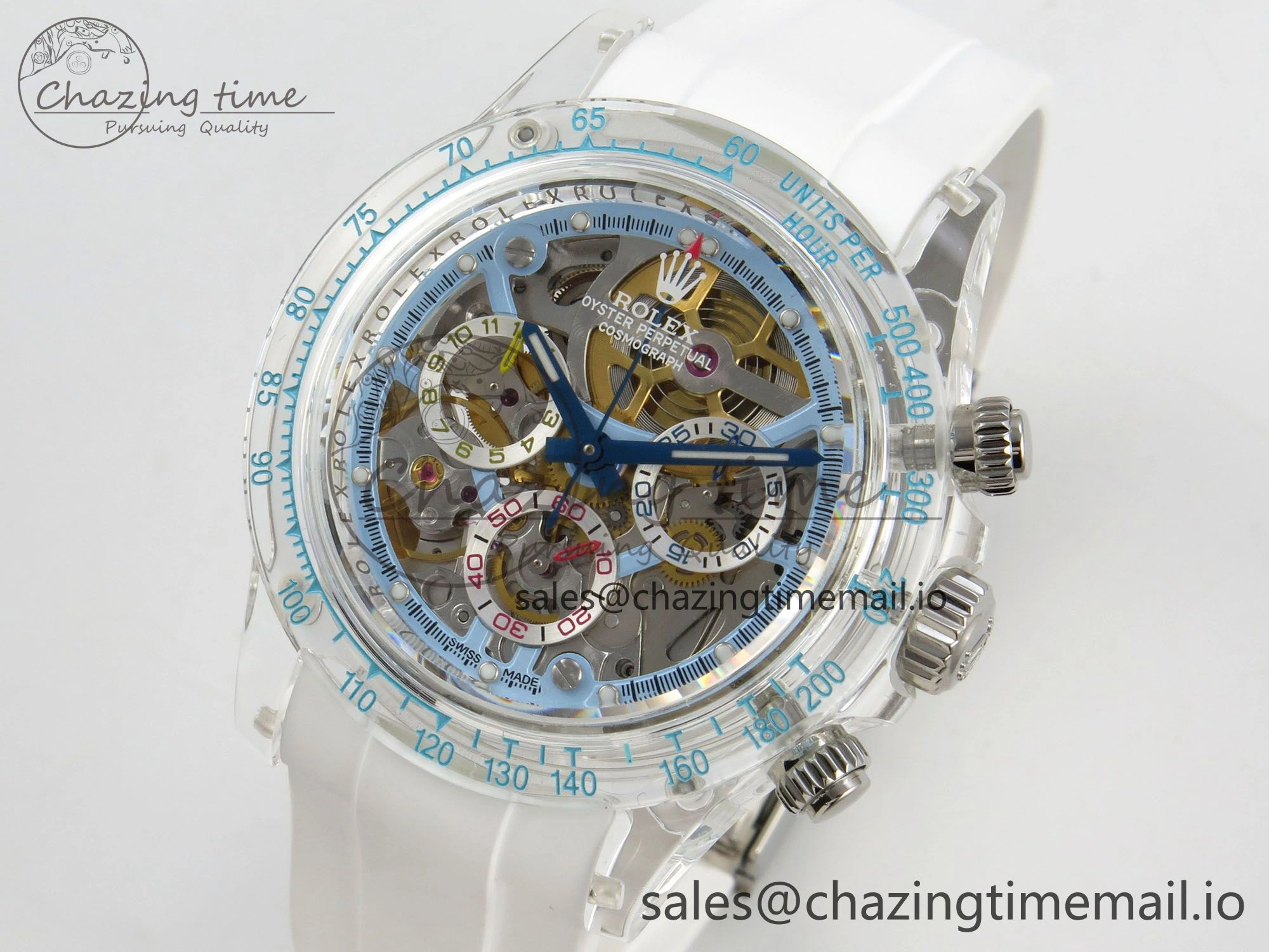 Daytona Aet Remould Transparent SONIC Best Edition Skeleton Dial on White Rubber Strap SA4130