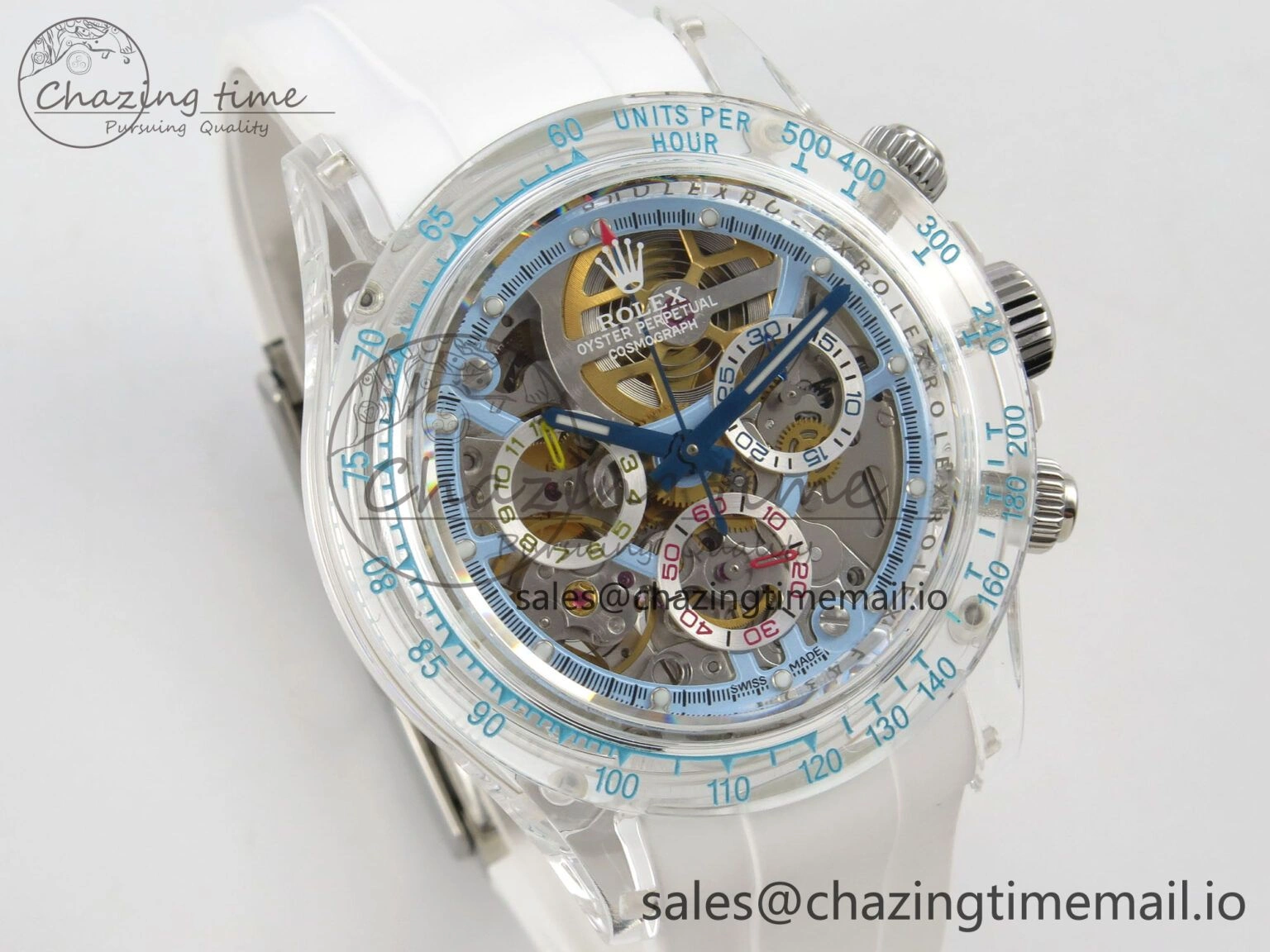 Daytona Aet Remould Transparent SONIC Best Edition Skeleton Dial on White Rubber Strap SA4130