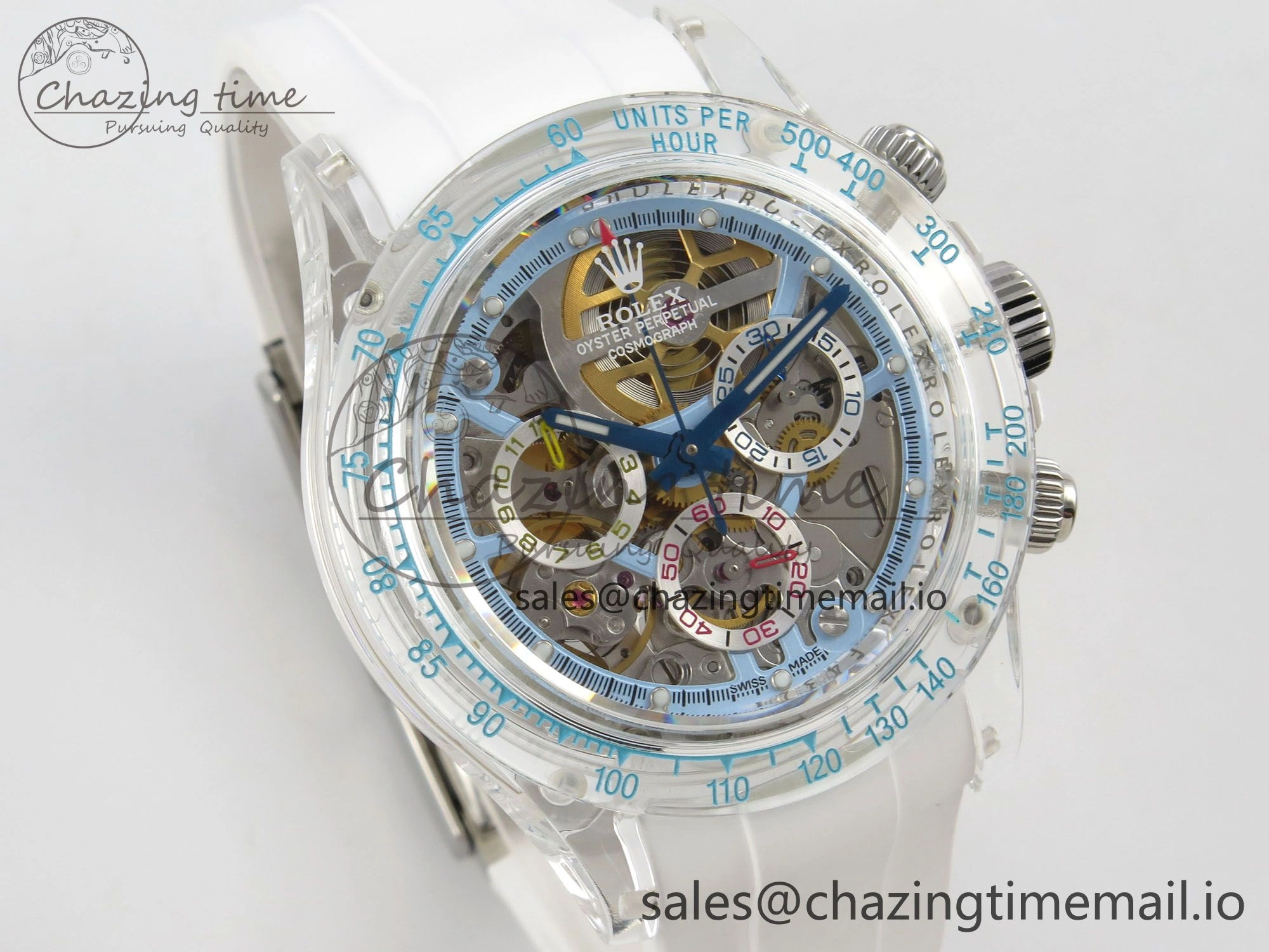 Daytona Aet Remould Transparent SONIC Best Edition Skeleton Dial on White Rubber Strap SA4130