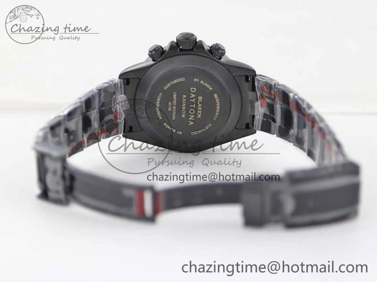 Daytona All Black PVD TWF Best Edition Purple Diamonds Bezel Black Dial on PVD Bracelet SA4130
