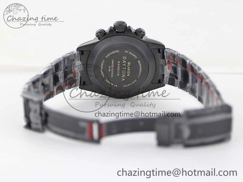 Daytona All Black PVD TWF Best Edition Purple Diamonds Bezel Black Dial on PVD Bracelet SA4130