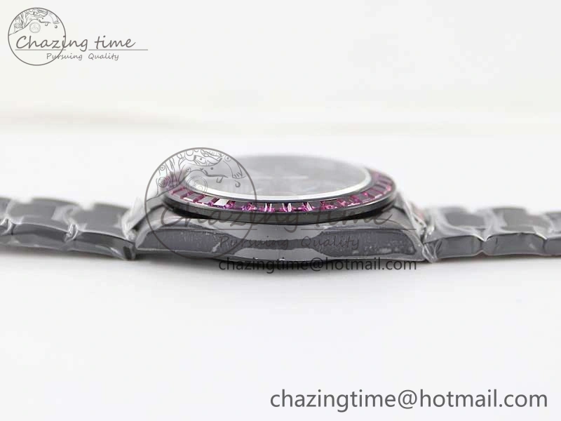 Daytona All Black PVD TWF Best Edition Purple Diamonds Bezel Black Dial on PVD Bracelet SA4130