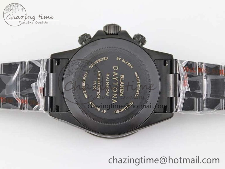 Daytona All Black PVD TWF Best Edition Purple Diamonds Bezel Black Dial on PVD Bracelet SA4130
