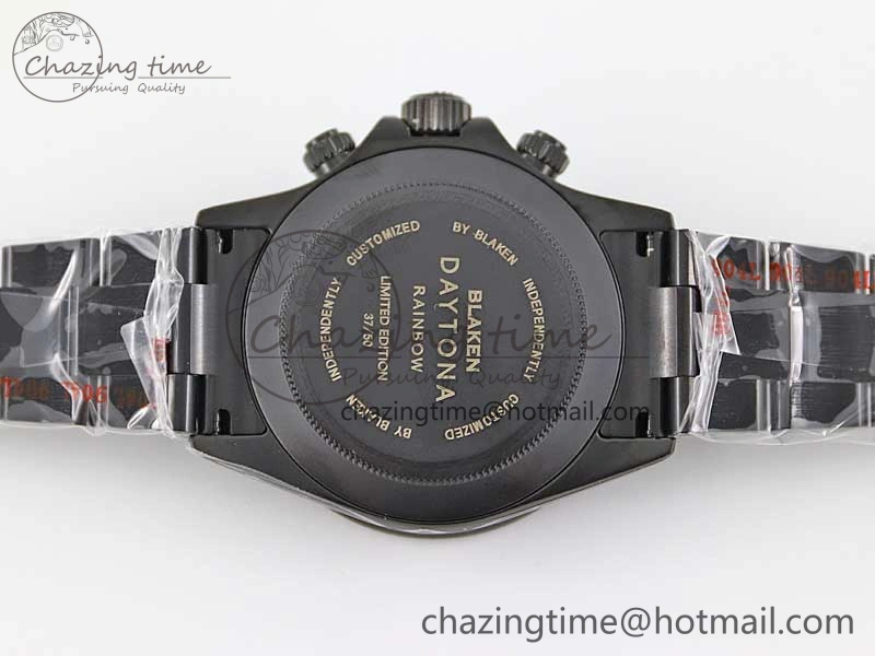 Daytona All Black PVD TWF Best Edition Purple Diamonds Bezel Black Dial on PVD Bracelet SA4130