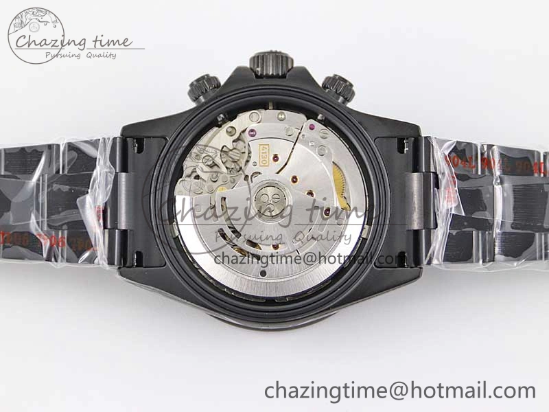 Daytona All Black PVD TWF Best Edition Purple Diamonds Bezel Black Dial on PVD Bracelet SA4130