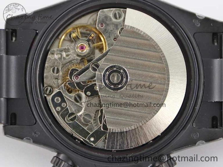 Daytona All Black PVD TWF Best Edition Rainbow Diamonds Bezel Black Dial on PVD Bracelet A7750