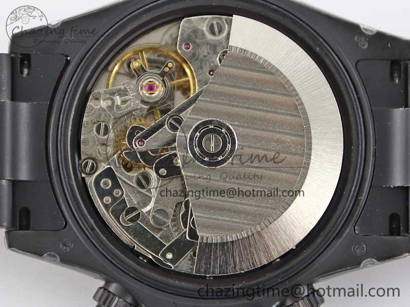 Daytona All Black PVD TWF Best Edition Rainbow Diamonds Bezel Black Dial on PVD Bracelet A7750