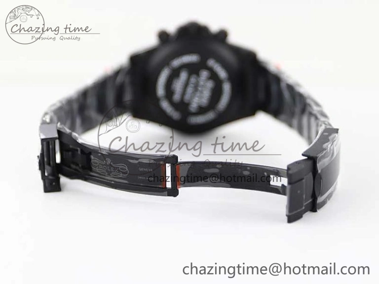 Daytona All Black PVD TWF Best Edition Rainbow Diamonds Bezel Black Dial on PVD Bracelet A7750