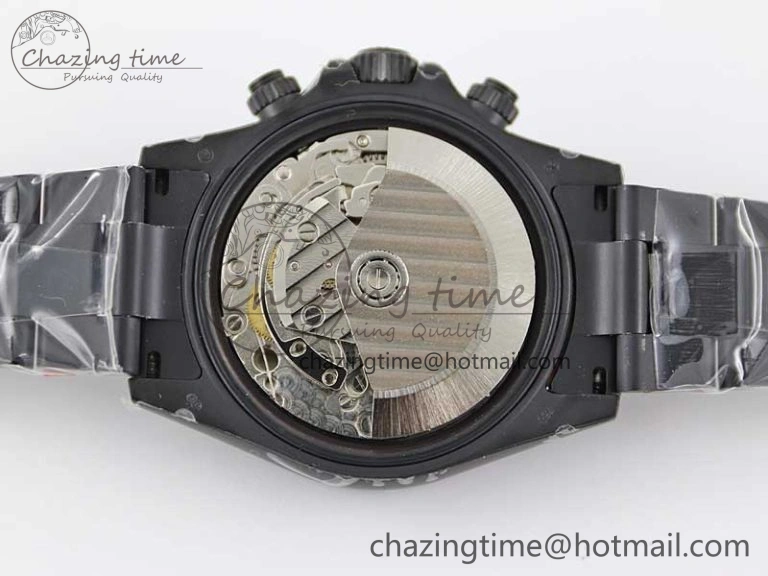 Daytona All Black PVD TWF Best Edition Rainbow Diamonds Bezel Black Dial on PVD Bracelet A7750