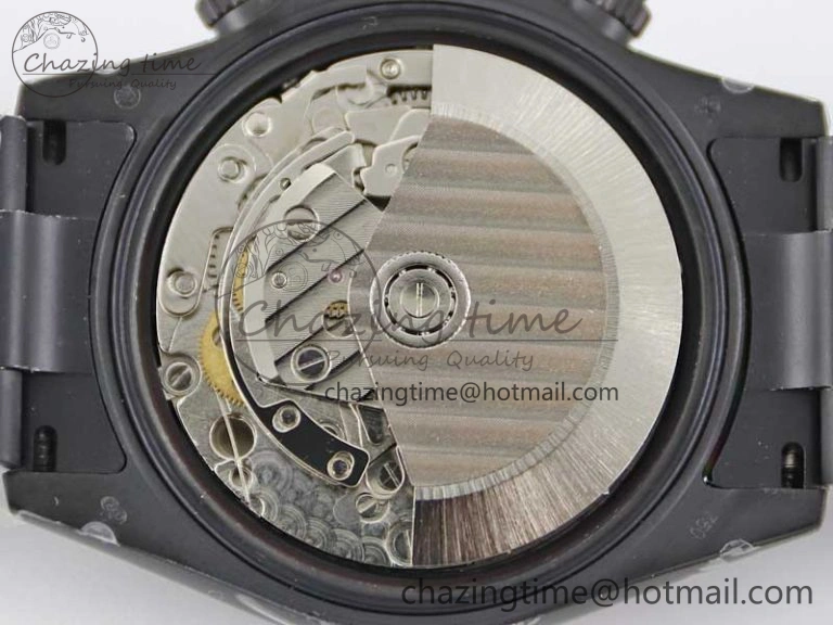 Daytona All Black PVD TWF Best Edition Rainbow Diamonds Bezel Black Dial on PVD Bracelet A7750